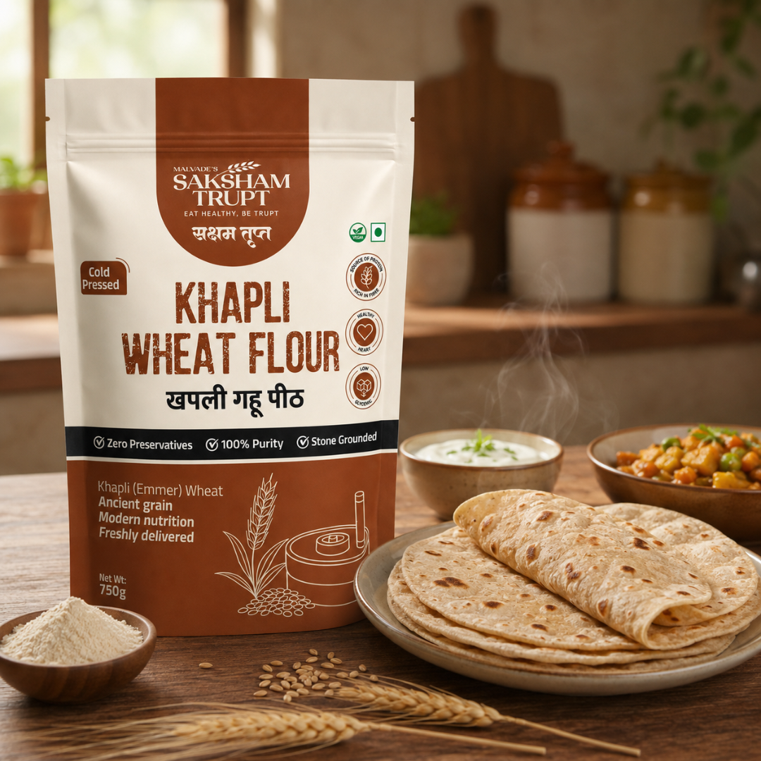 khapli wheat flour nutrition label saksham trupt