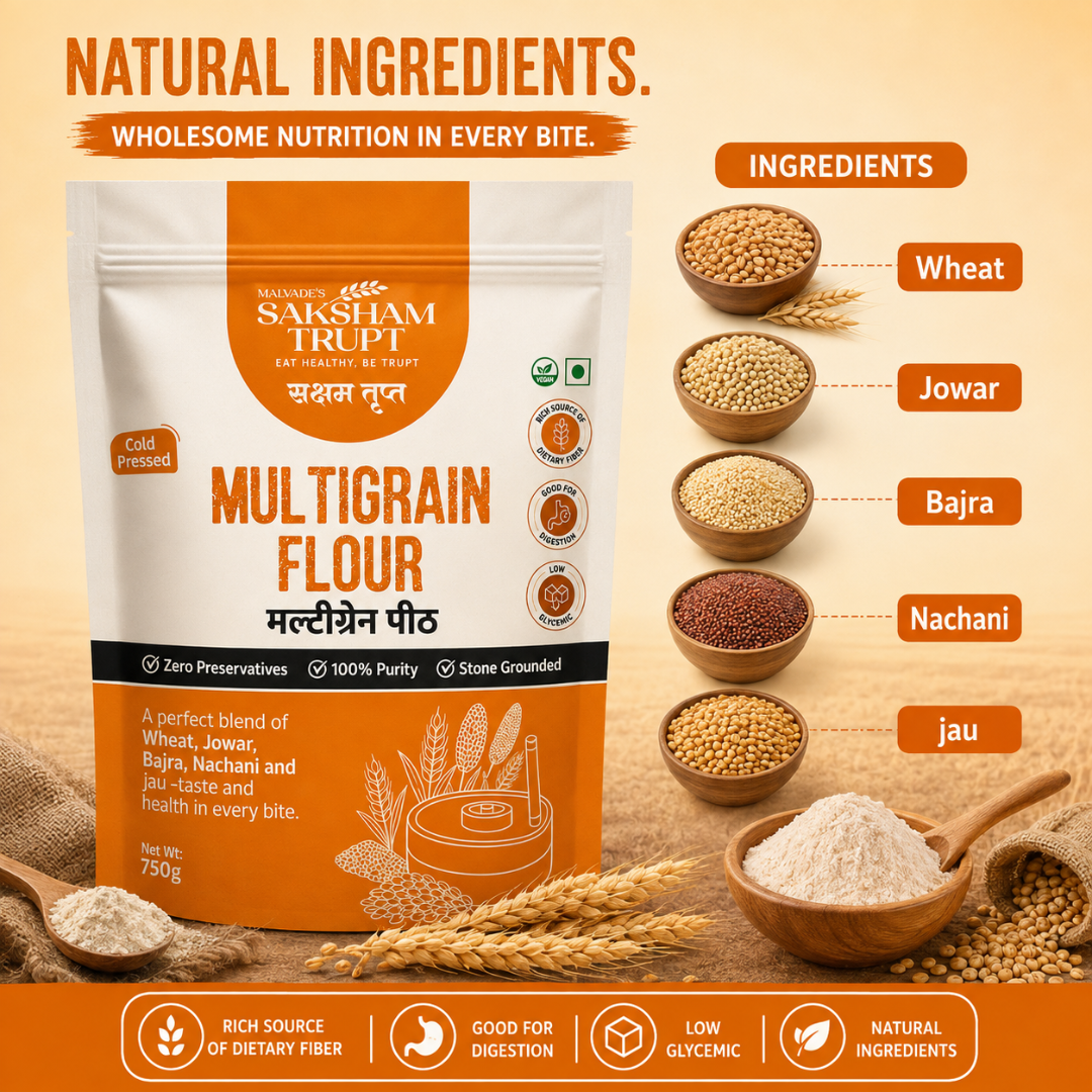 Saksham Trupt Multigrain Flour – Healthy Stone Ground Atta | 750G - Image 4