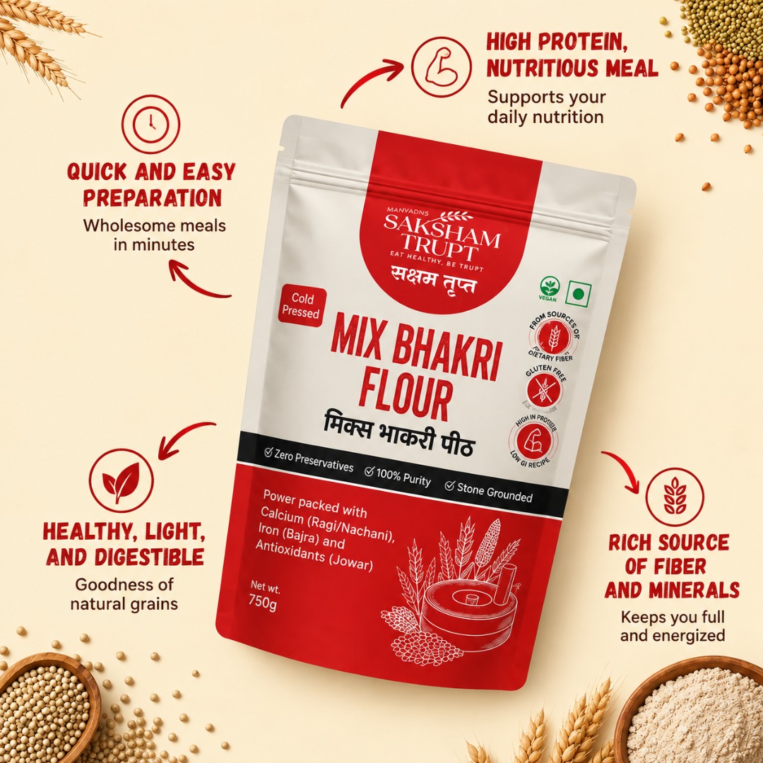 Saksham Trupt Mix Bhakri Flour – Traditional Nutrition for Everyday Health | 750G - Image 3